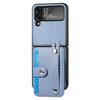 Cards Holder Wallet Wristband Case For Samsung Galaxy Z Flip 7 7FE 6 5 4 Flip6 5G Kickstand Carbon Fiber Shockproof Bag Cover