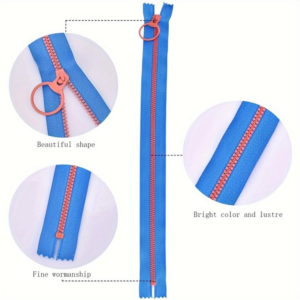 8pcs Random Color 20cm/7.8inch Colorful Nylon Zippers with Lifting Ring - DIY Sewing Craft and Tailor Supplies