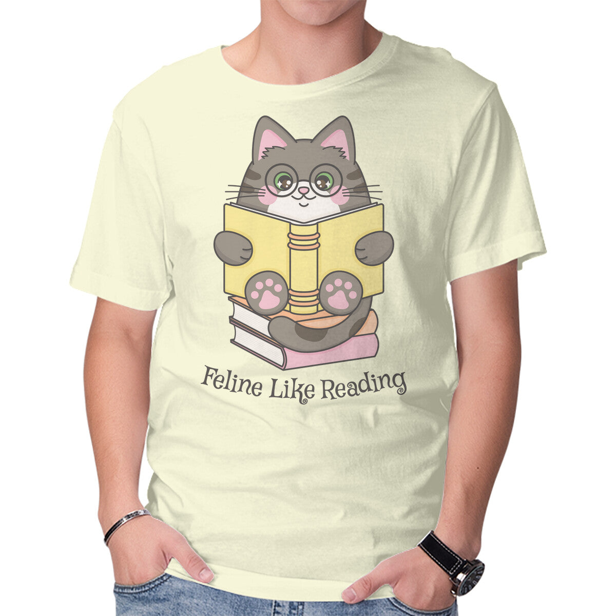 Unisex Crew Neck T-Shirt Feline Like Reading Graphic Short Sleeve Casual Tee XXXXL