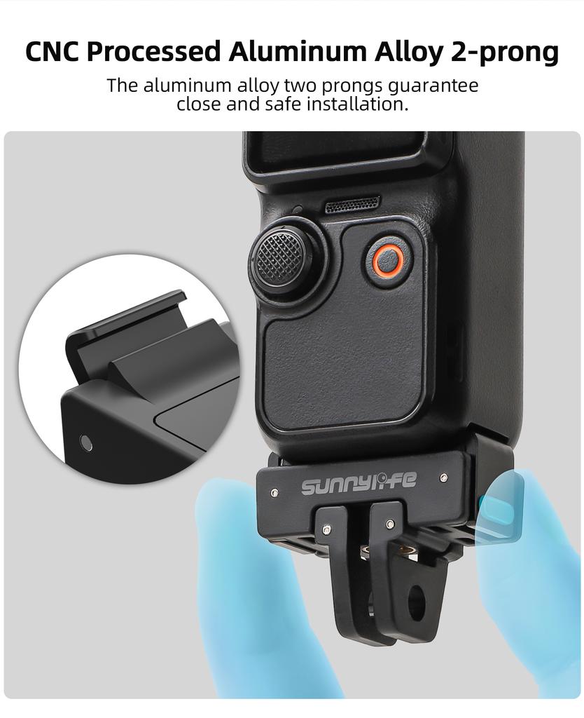 Sunnylife Foldable Quick Release Adapter Mount For DJI Pocket 3 Extension Bracket with 1/4" Screw Hole Selfie Stick Tripod Adapt