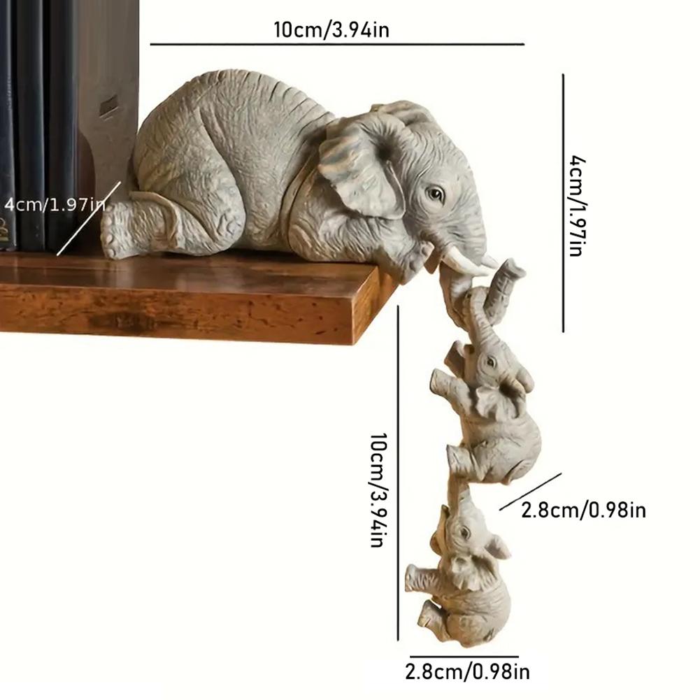 3 piece Cute Elephant Hugging Baby Resin Ornament Set Mini Hand-made Decorations Home Desktop Display Stand Decorative Set