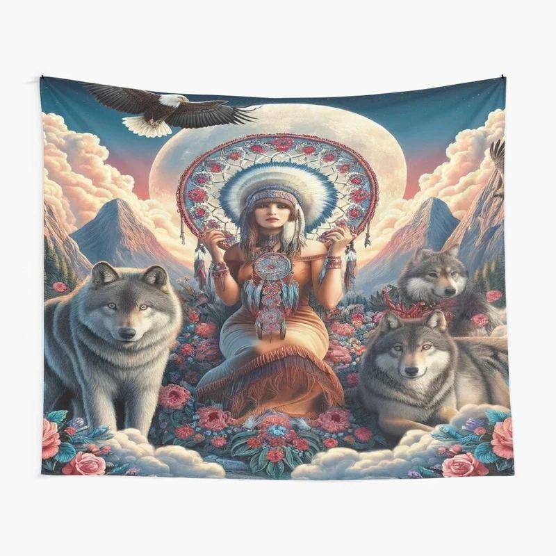 Tapestry of the spirit of the tribal moon goddess 75x100