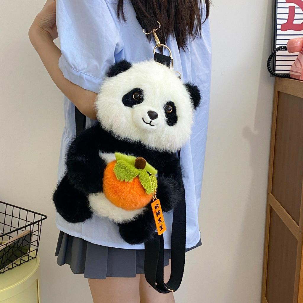 Kawaii Panda Plush Backpack Cute Animal Plushie Doll Women Crossbody Soft Shoulder Bag for Travel Party Female Birthday Gift