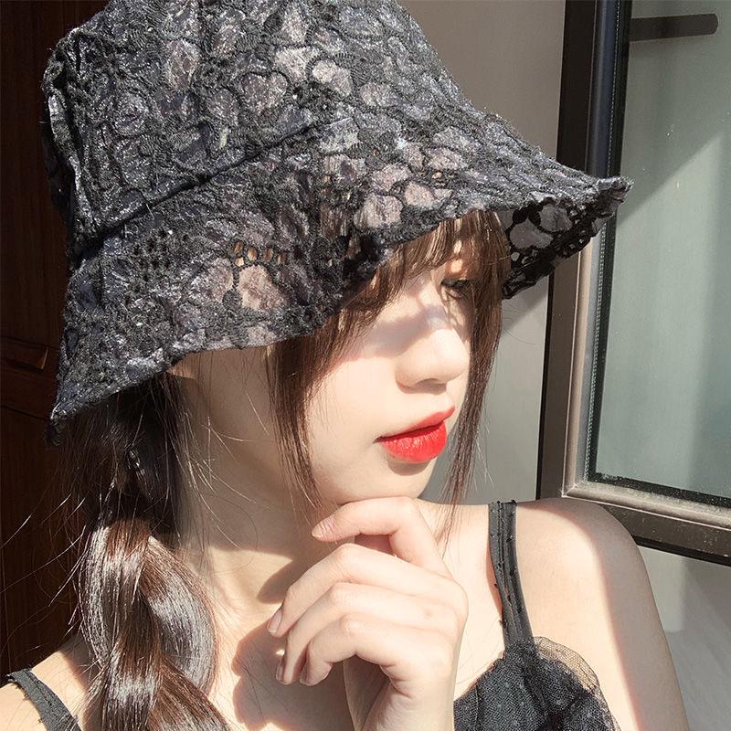 Women's Korean-Style Flower Lace Fisherman Hat with Face-Covering, Trendy Summer Sun Protection