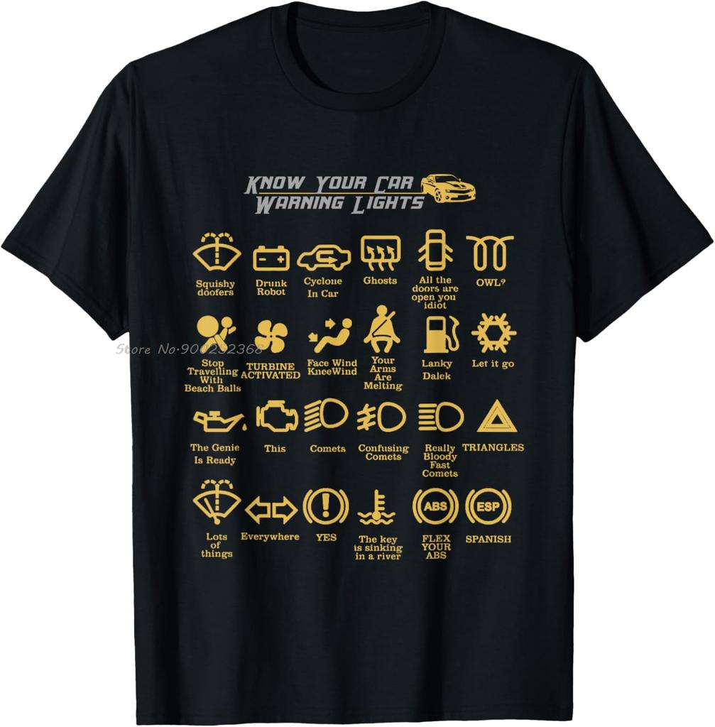Auto-Armaturenbrett-Lichter Sehr Lustiges T-Shirt Neue Streetwear-Mode Baumwoll-T-Shirt Rundhals-Oberteile T-Shirts Übergroßes T-Shirt Herrenbekleidung