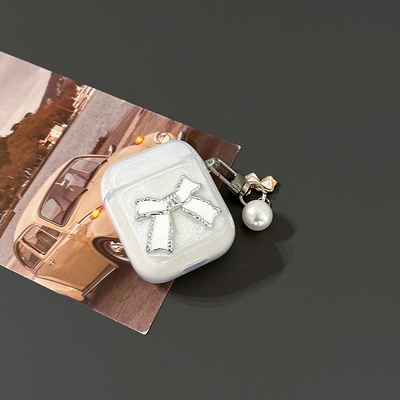 Stereo Butterfly Suitable For Airpods3/4 Protective Case Transparent Apple Airpodpro Bluetooth Headset Case Pearl
