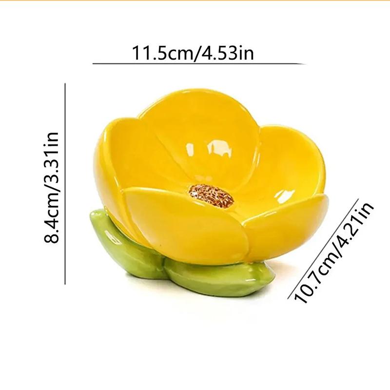 Home Decor Ceramic Flower Jewelry Tray Trinket Tray Ring Dish Holder Key Bowl Home Decor Dish-Pink Office Desk Accessory Shaped