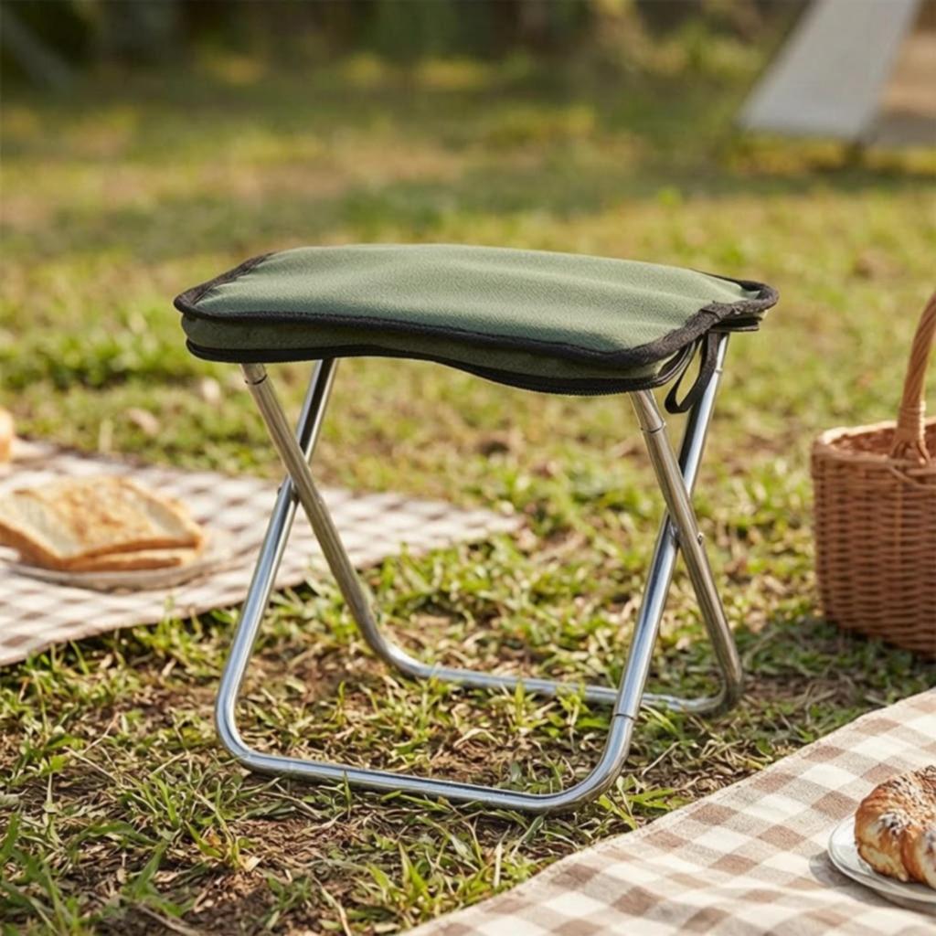 Foldable Outdoor Stool Compact Portable Chair Easy Clean for Hiking, Road Travel