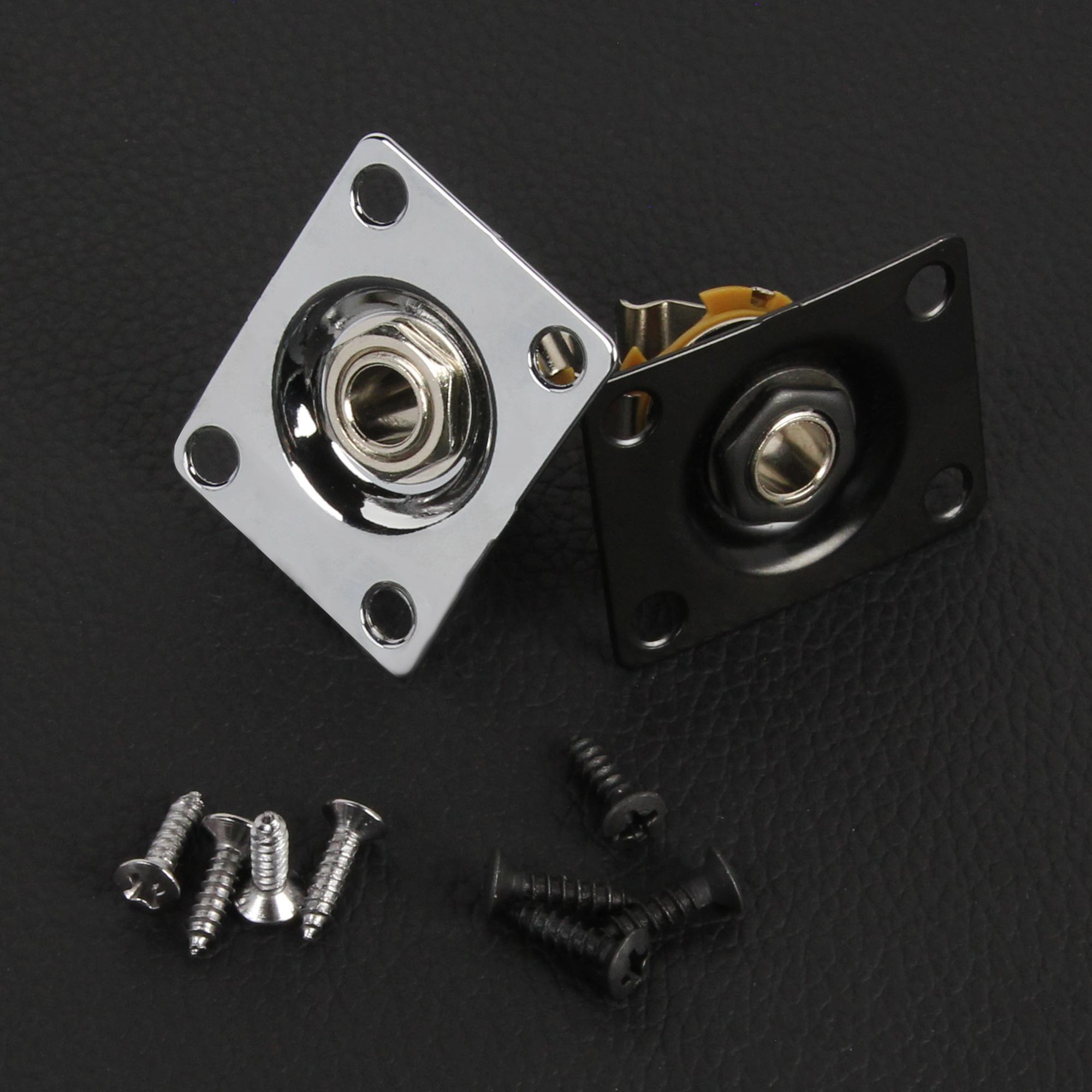 

FLEOR 2PCS Guitar Output Jack Socket 1/4 6.35mm Mono Jack for Electric Guitar Parts, Silver/Black