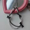 Sweet Black Pink BowKnot Beads Phone Chain Charm Lanyard For iPhone Samsung Huawei Universal Accessories Jewelry Pendant