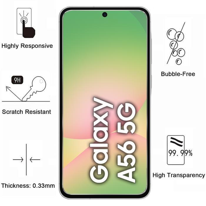Tempered Glass - Phonillico® - Samsung Galaxy A56 5G - Pack of 4 - Scratch Resistant - Transparent