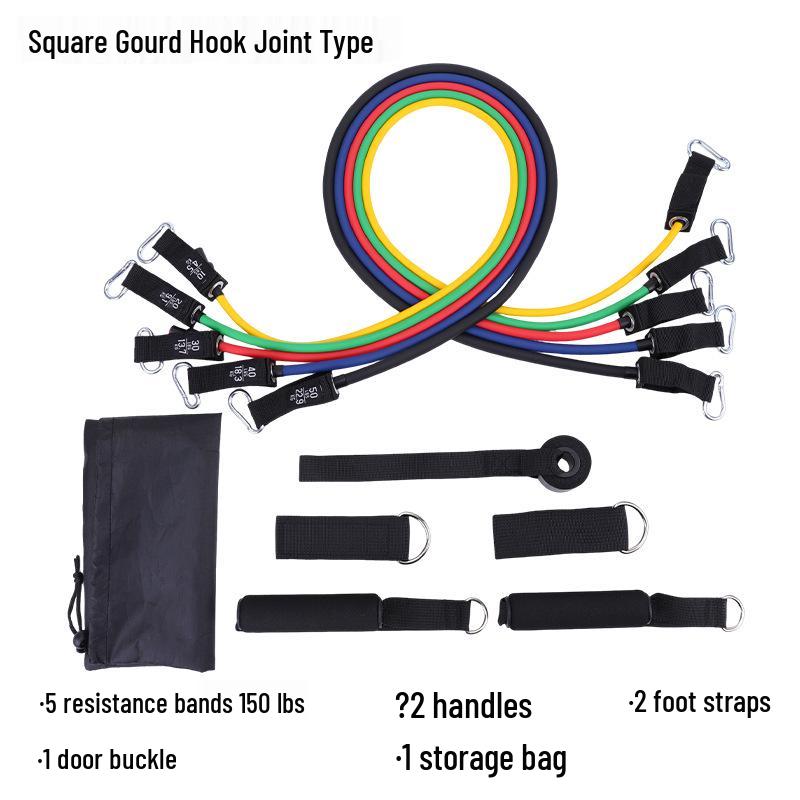 11-Piece TPE Resistance Bands Set - High Elasticity with Customizable Logo for Home Fitness