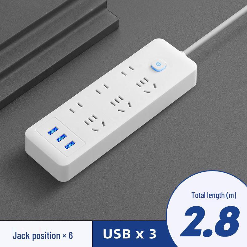 USB Socket Panel with Multi-Outlet Power Strip and Sub-Control