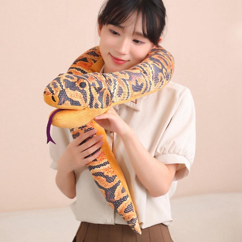 90cm-170cm Simulierte Python Plüsch Schönes Tier Handpuppe Spielzeug Stofftier Schlangenpuppen Heimdeko Geburtstag Weihnachten Exquisite Geschenke