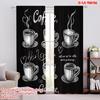 2pcs,2D Plane Printing Print Curtains Chalk Coffee Cups Versatile Polyester Fabric (without Rod) Decorations For Home Ldeal for