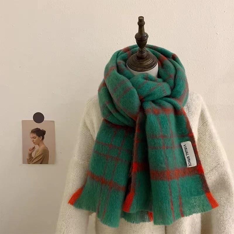 Plaid scarf women's winter high-end sense autumn and winter Korean version of the new imitation cashmere shawl thickened warm knitted scarf men