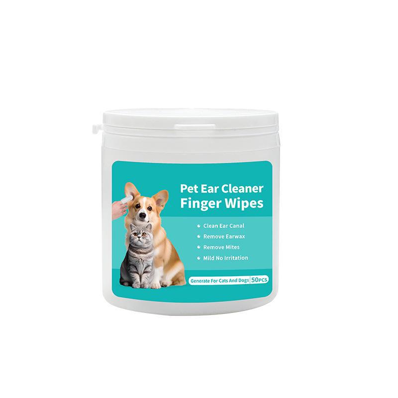 Pet Ear Cleaning Wipes & Finger Sleeves for Cats and Dogs - Ear Mite Removal and Care
