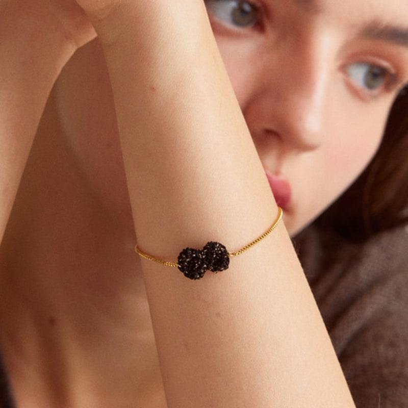 MERRYMOTIVE Metallic Knitted Ribbon Surgical Bracelet (Black)