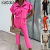 Moda Donna Casual Tinta Unita Stampa Estate Primavera Manica Corta Bretelle Pantaloni Tute & Rompers