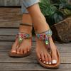 Summer new flat-bottomed pinch rhinestone sandals women