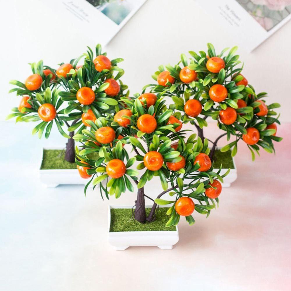 Plastic Simulation Lemon Tree Realistic Orange Tree Bonsai Artificial Fruit Plant Potted  Garden