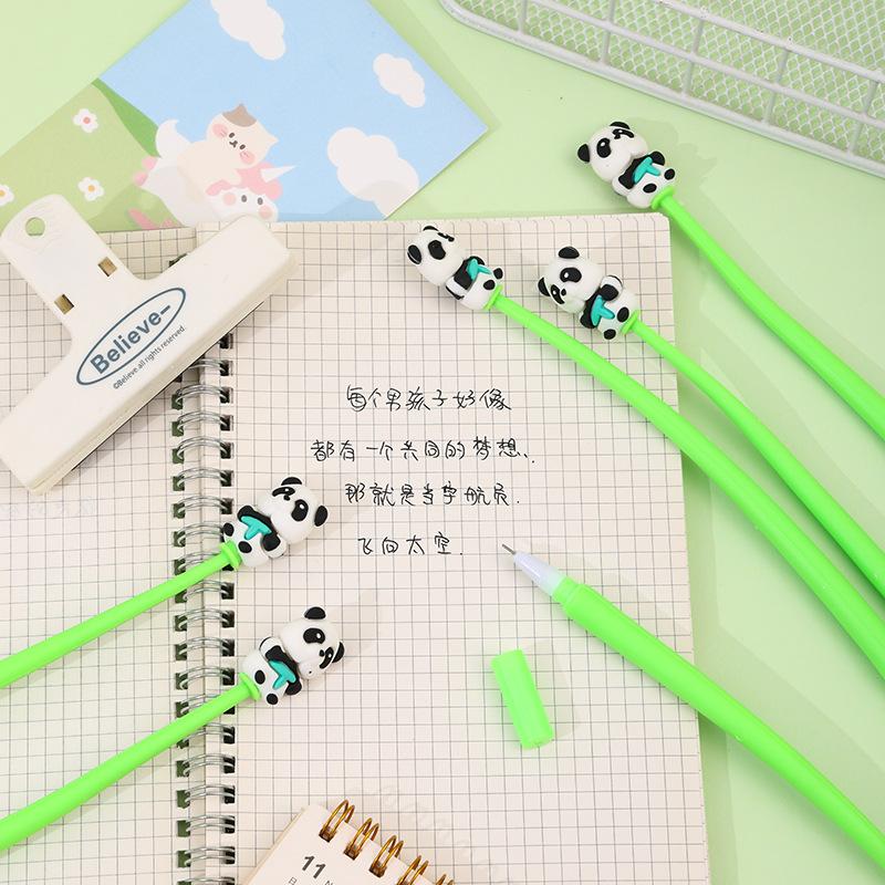 48 Pièces avec Boîte Panda de Dessin Animé Secoueur Musique Stylo Neutre Gel Souple Stylo Secoueur Décompression Cadeau Prix Étudiant Papeterie