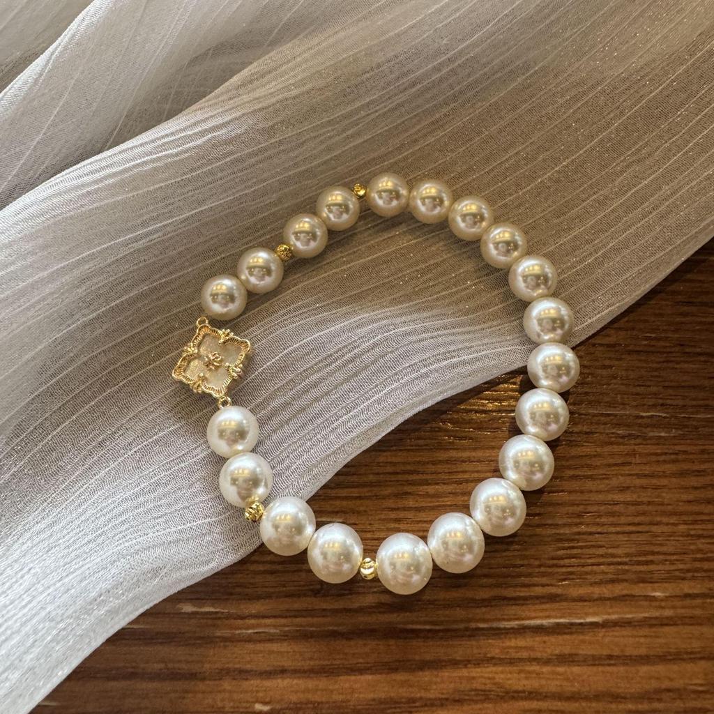 Yuanyou keturlapis dobilas perlamutrinis perlas apyrankė su elastiniu siūlu