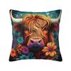 Modern Highland Cow And Flower Throw Pillow Covers Home Decor D Print Sofa Cushion Cover Polyester Soft Pillowslip Dakimakura