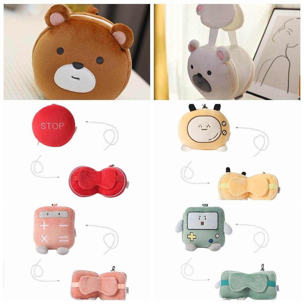 Kawaii 2 in 1 Eye Mask Soft Travel Folding Pillow Fashion Cartoon Eye Mask Pillow  Office Worker