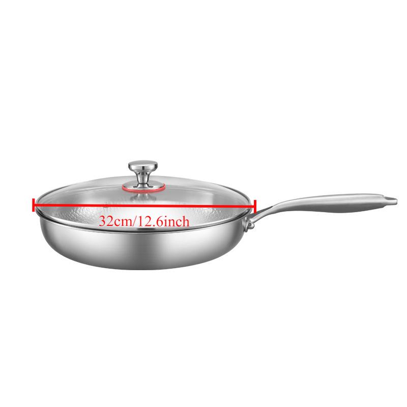 Titanium stainless steel frying pan deep large capacity lotus leaf pattern pan household non-stick wok pan