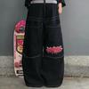 LUXEON Hip Hop Y2k Culoare Nouă Wexwear Blugi Largi Brodați Streetwear Blugi Bărbați Femei Talie Înaltă Pantaloni Largi Harajuku Pantaloni Negri
