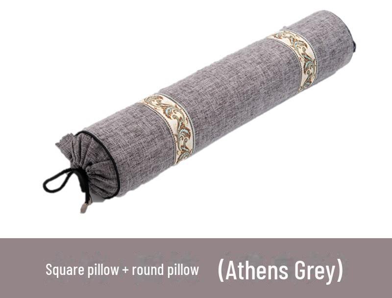 Cylindrical Bamboo Charcoal Cervical Pillow with Linen and Moxa for Neck Support