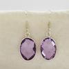 Natural Amethyst Earrings, Handmade Earrings, 925 Sterling Silver Oval Checker Amethyst Earring, Present for her, February Birthstone