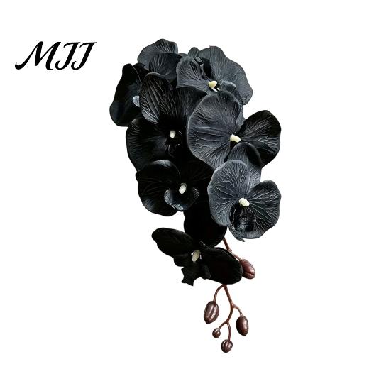 No Watering Faux Phalaenopsis for Tabletop Artificial Silk Orchid Flower Home Decor, Realistic Velvet Plant Maintenance Free Floral Arrangements