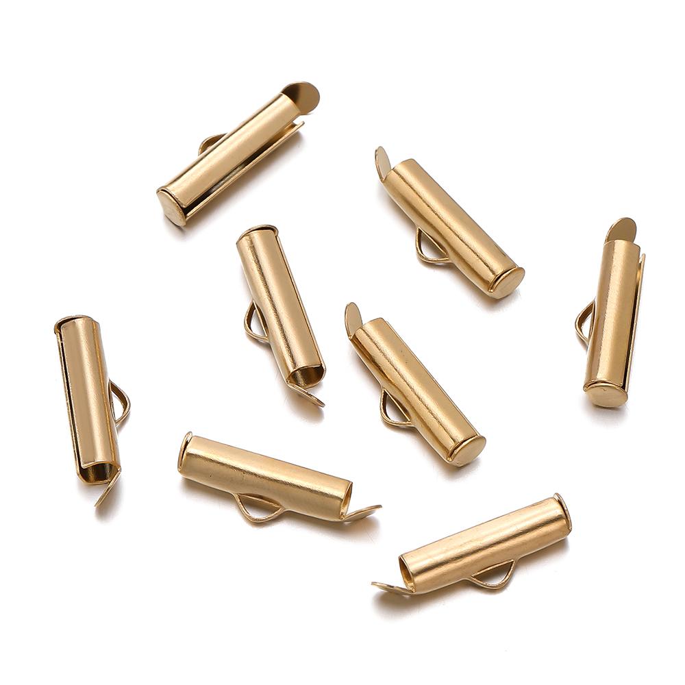 10pcs/lot Fastener Tube Crimp End Caps Slider Clasp Bracelet Buckles for DIY Connectors Loom Jewelry Making Findings Accessories
