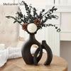 Hollow Nordic Modern Ceramic Vase Set of 1 for Modern Home Decor Modern Hollow Vases for Living Room Bookshelves Home Decoration