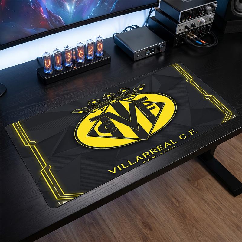 Villarreal FC Theme Pattern Mouse Pad, Soccer Logo Design XXL Gaming Desk Mat Non-Slip Computer Mouse Pad