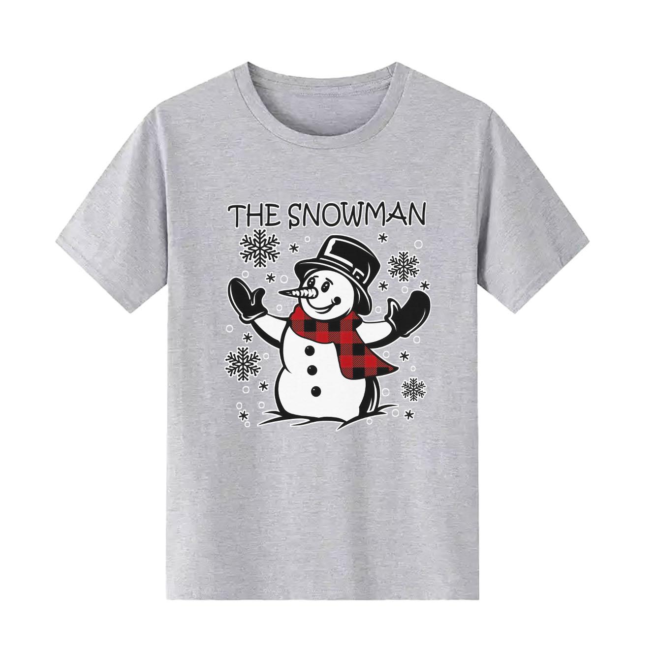 

Fashionable Christmas Happy SnowUnisex Printed Pattern Tshirt Short Sleeve Round Neck Versatile Womens Tshirt S