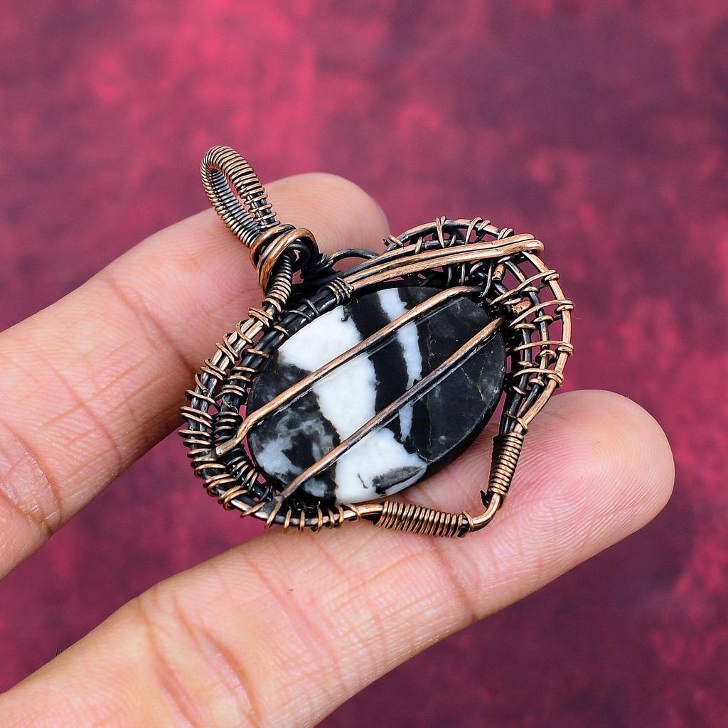 White Buffalo Turquoise Pendant Copper Wire Wrapped Pendant Gemstone Pendant