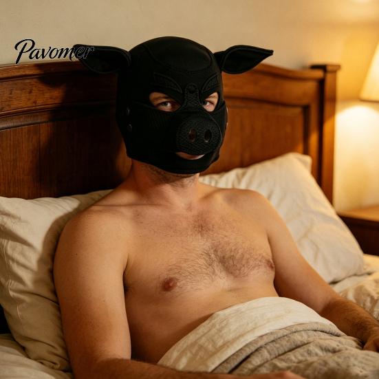 Breathable Cosplay Headpiece Piggy Head Mask, Adult Couple Role Play Mask for Party, Themed Event Accessories Funny Animal Full Face Halloween,