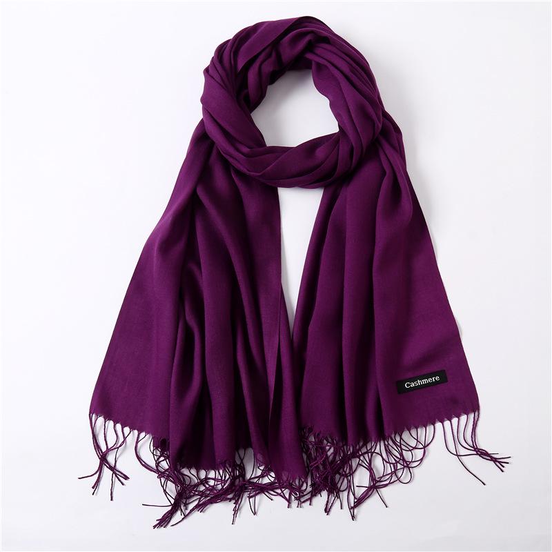 Women's Solid Color Faux Cashmere Scarf, Lightweight Shawl for Spring/Summer & Warm Autumn/Winter Malaysian Headscarf.