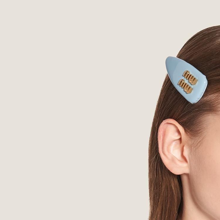 MIU MIU Engraved Logo Metal Hair Clip Women Hair Accessories Galaxy-Blue 5IF092_069_F0637