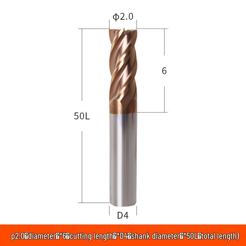 Taiwan 60° Tungsten Carbide 4-Flute Coated End Mill for Steel CNC Machining