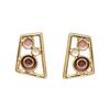 Geometric hollow enamel stud earrings, irregular round splicing shape earrings, light luxury design sense