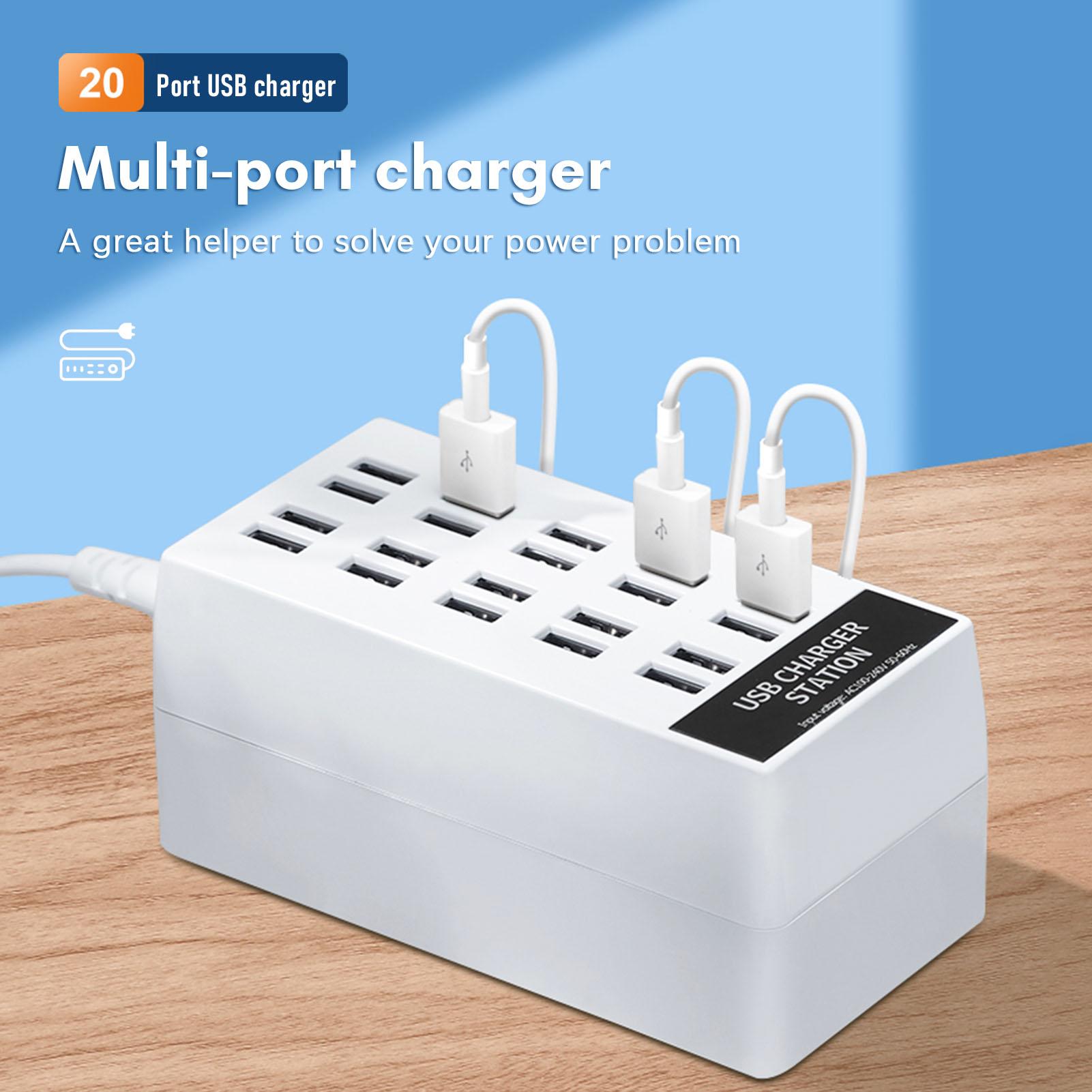 100W USB Charging Station USB Plug 20-port Desktop Fit for and System