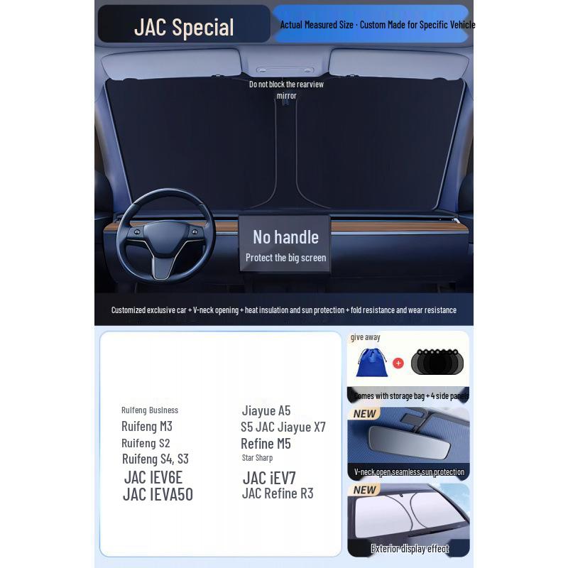 Car Sun Visor Sunshade for Small Windows - Heat Insulation Curtain for Interior Windshield