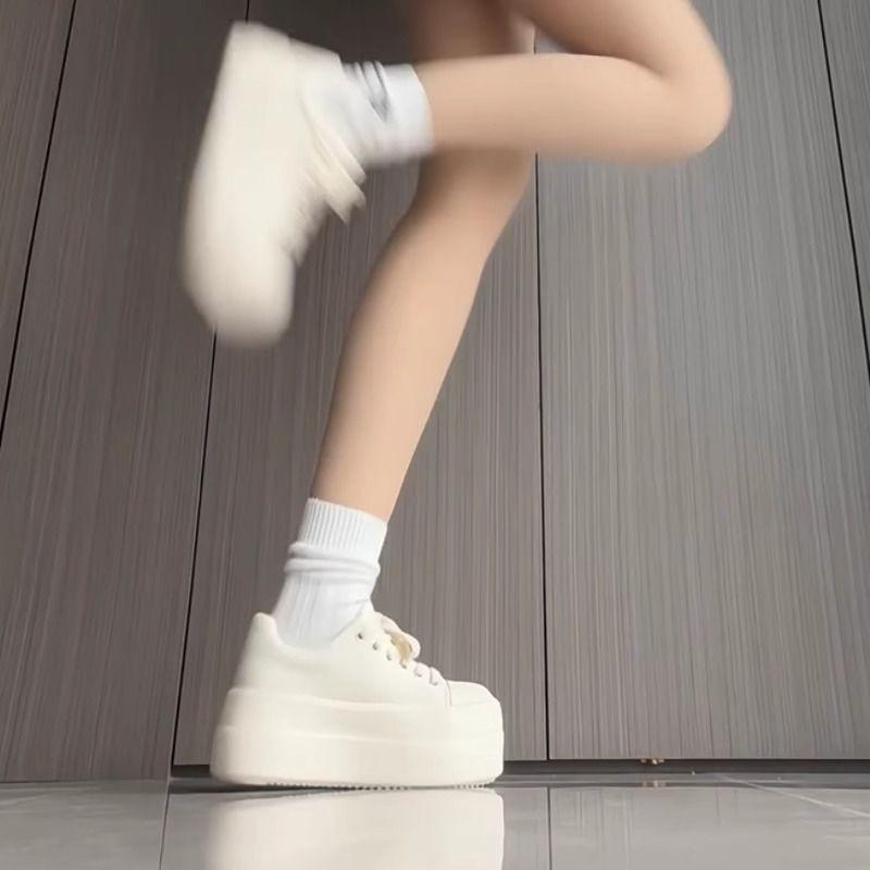 Sports little white shoes women's spring new thick-soled ugly cute big head bread shoes small height increase casual board shoes