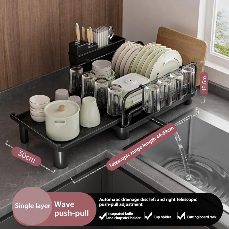 Multifunctional Dish Rack for Kitchen Counter Large Dish Drainer with Drainboard Storage Rack Kitchen Dish Drying Rack