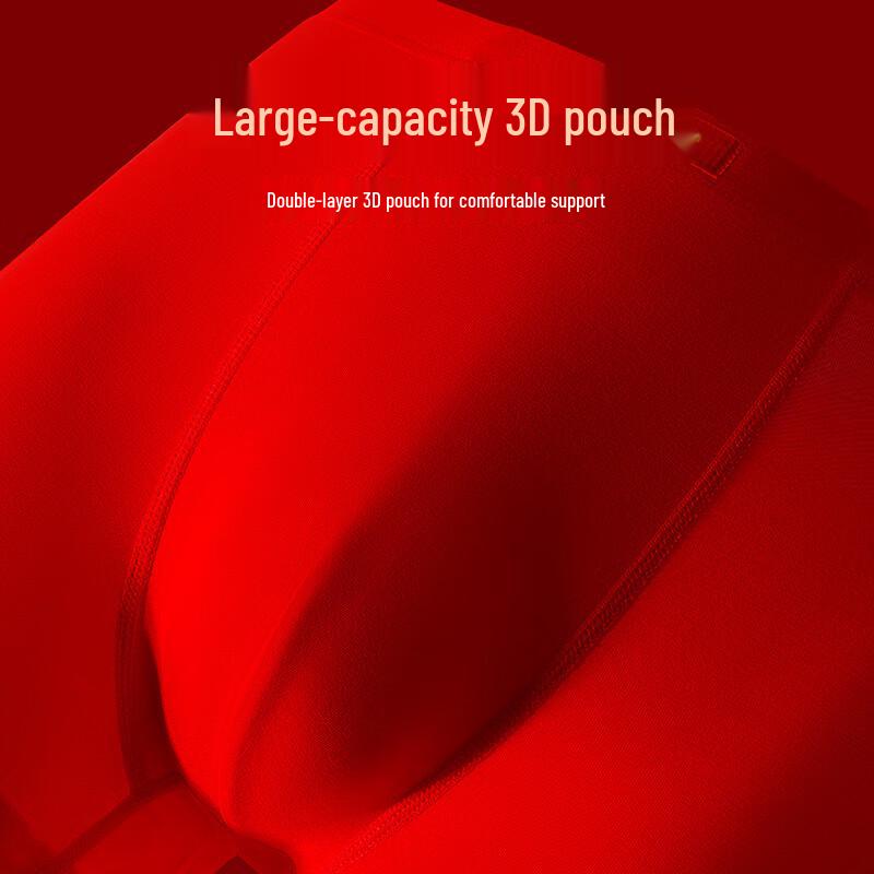 Langsha Men's Pure Cotton Red Boxer Briefs - 4 Pack