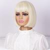 Short Blonde Bob Wig with Bangs Natural Straight Bob Wig for Women Colored Wig 12 Inches Short Bob Wavy Hair KTB